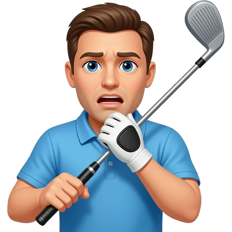 Man choking with two hands golf club emoji