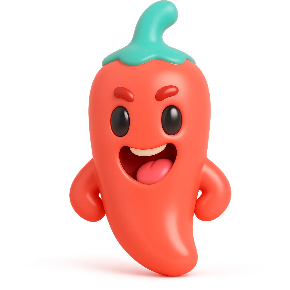 spicy chili pepper, vibrant, expressive emoji