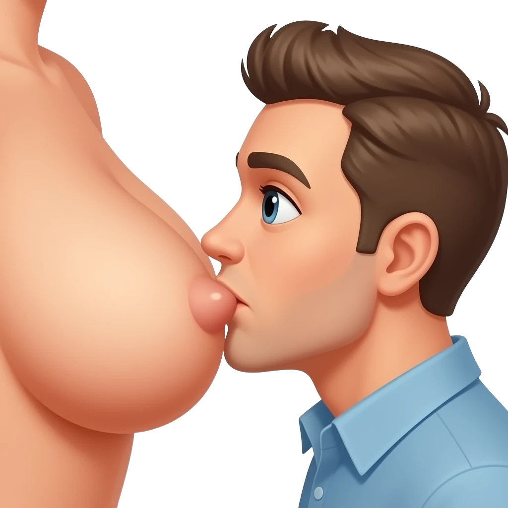 Have a man sucking on a woman's naked breasts directly on the nipple emoji