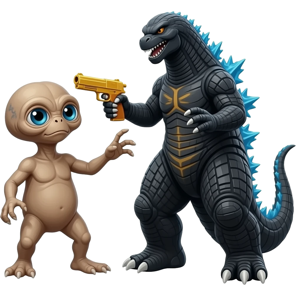Godzilla and et gun fight emoji