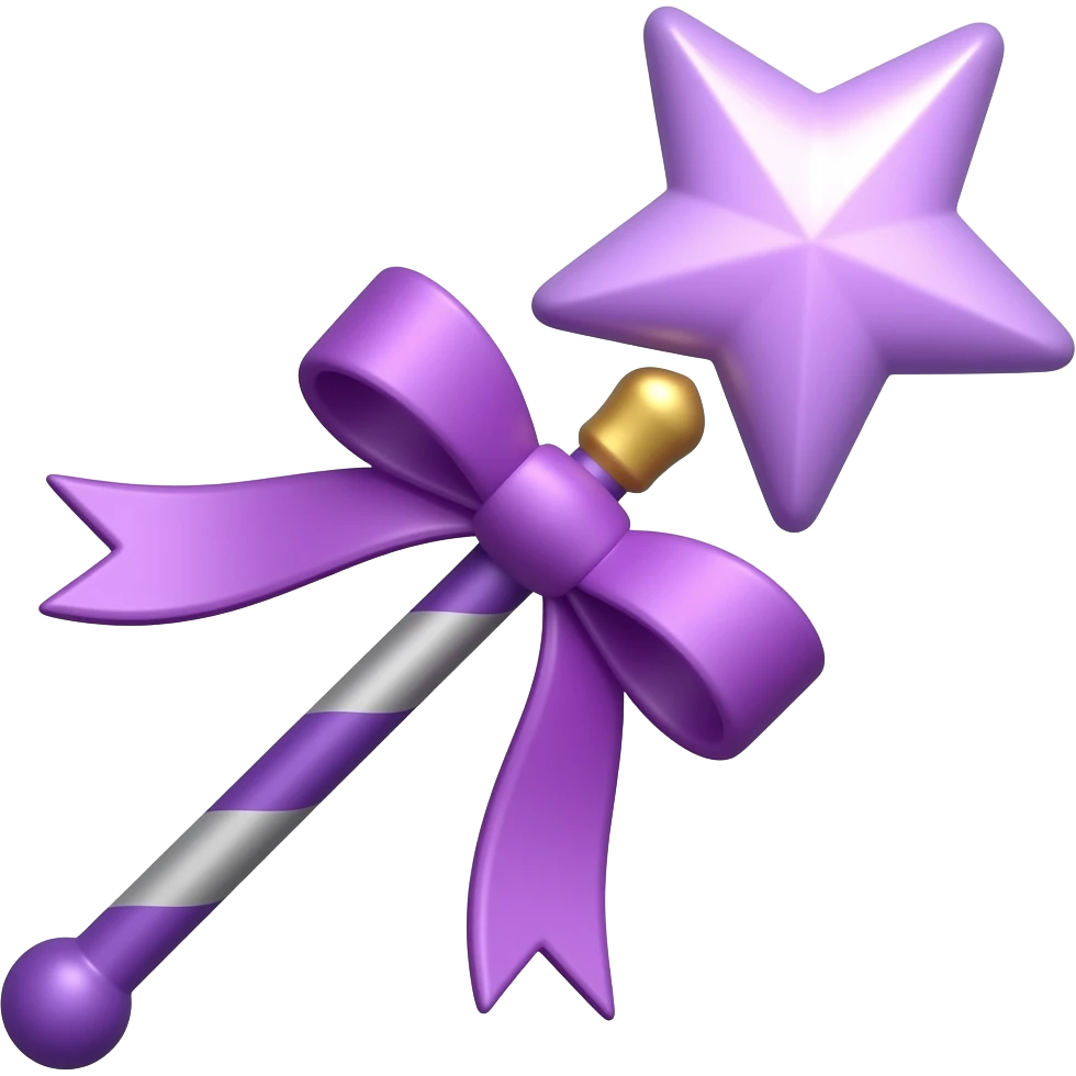 Purple ribboned purple magic wand emoji