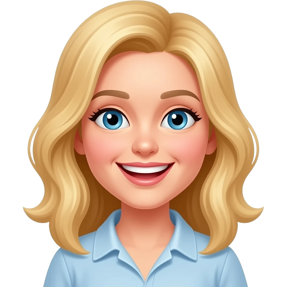 Blonde woman with a happy expression emoji