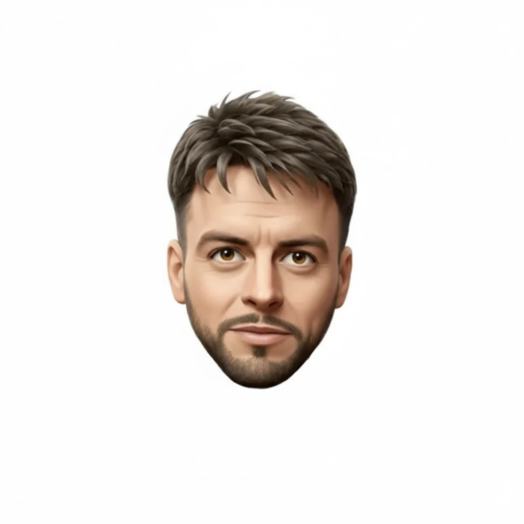 нарисуй этого человека в таком же стиле с думающим о чем то серьезном взглядом, без рук, без фона emoji