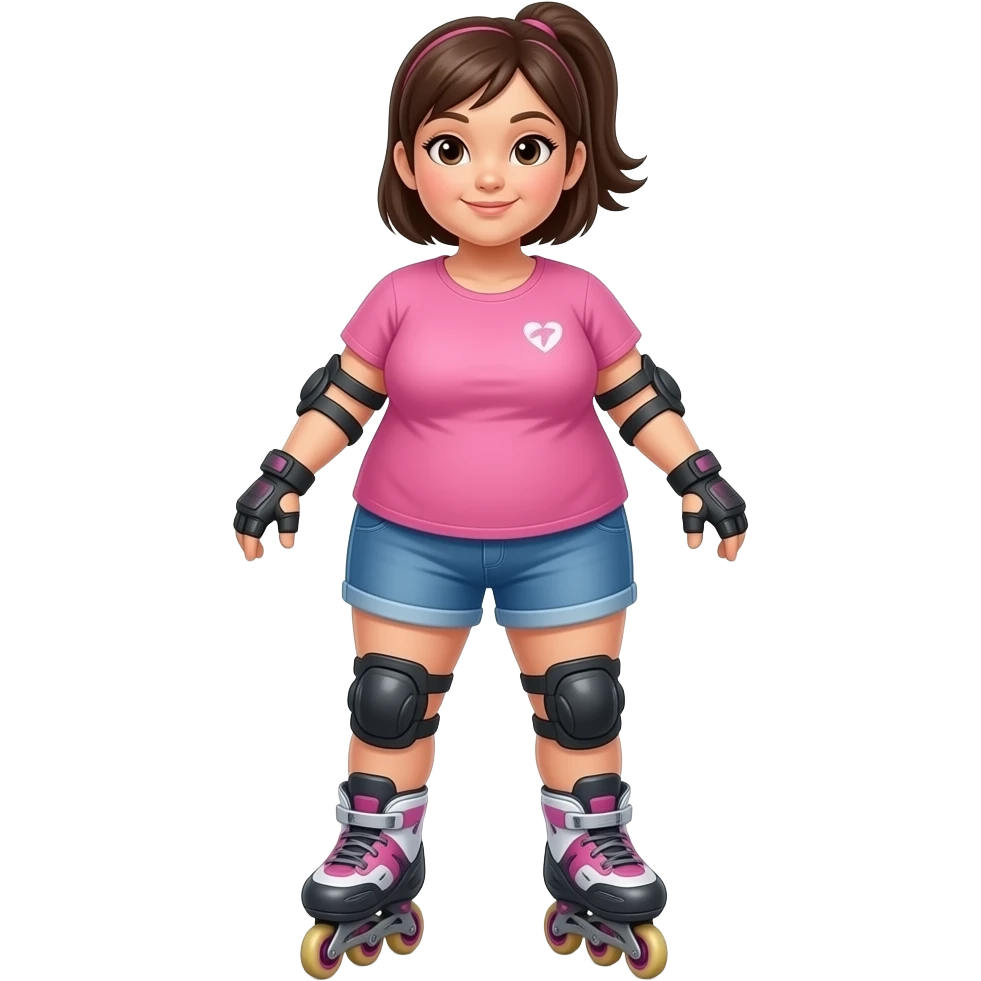 Fat Asian girl on rollerblades emoji
