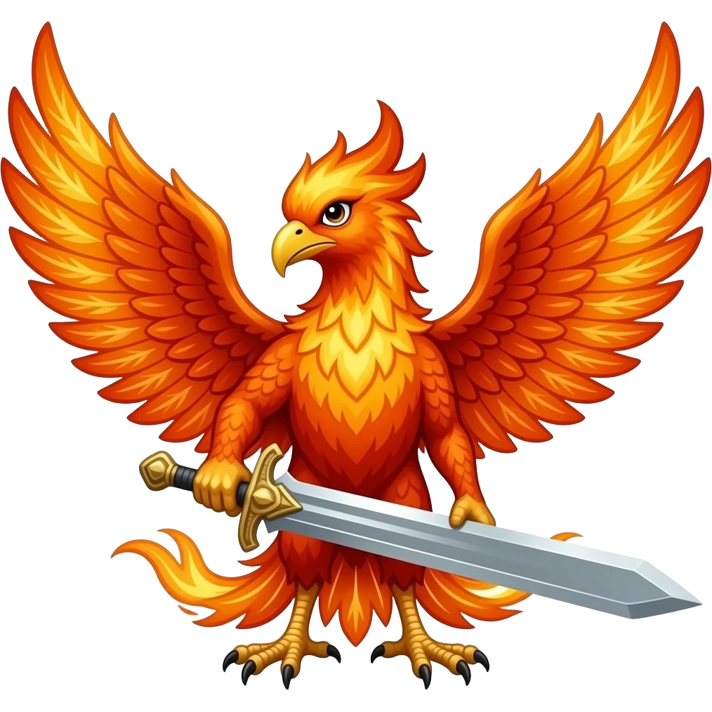 A fiery phoenix with a sword emoji