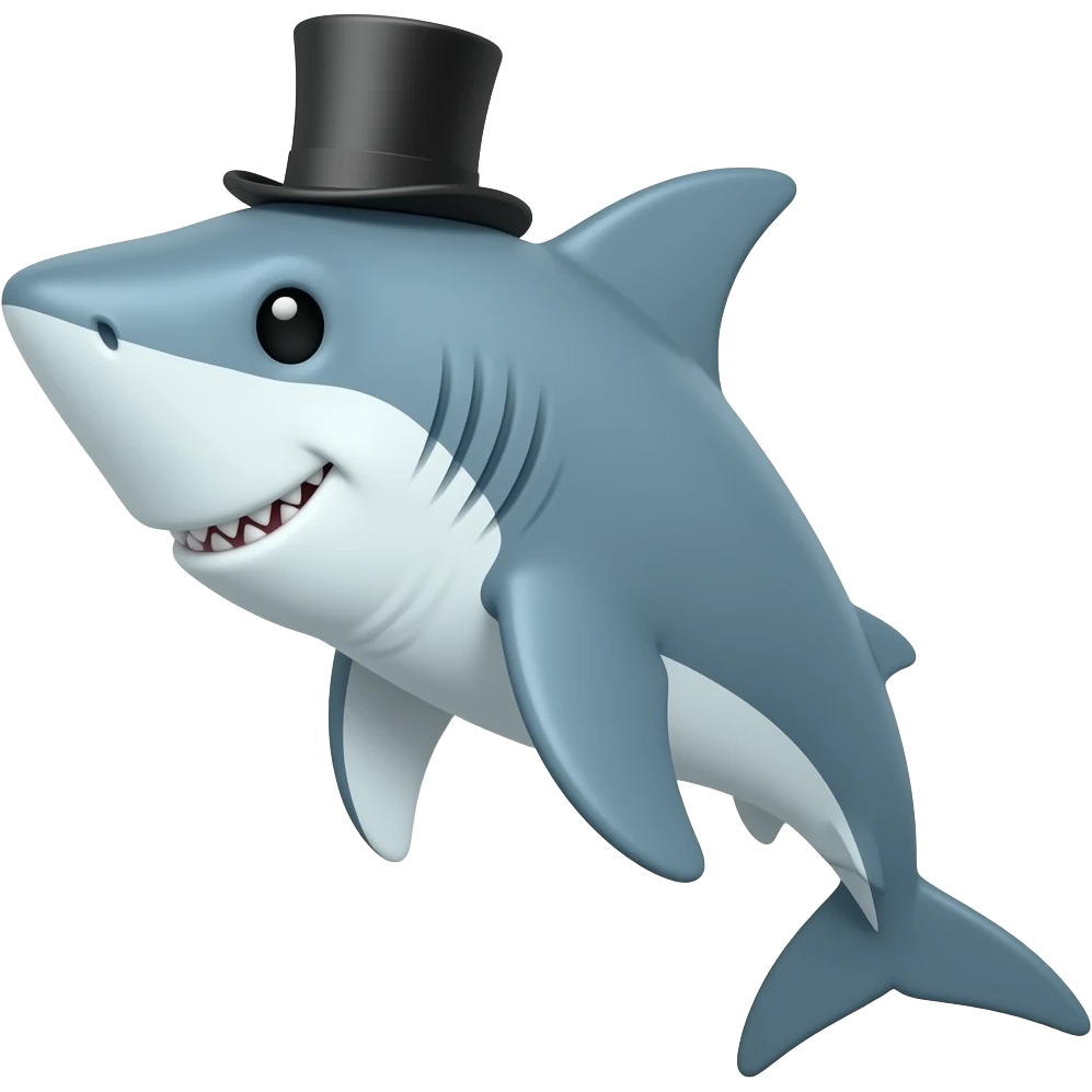 Shark with a top hat emoji