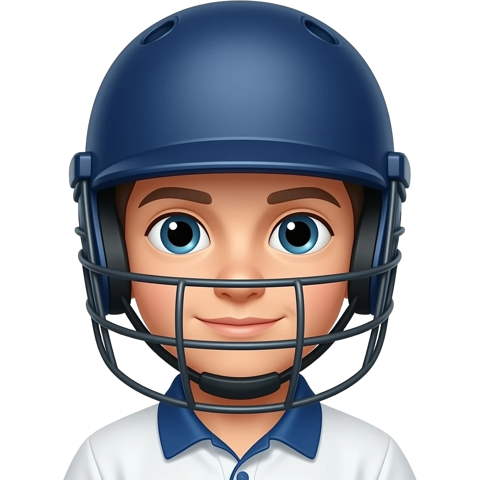 yooung boy cricketer wear helmet close up emoji