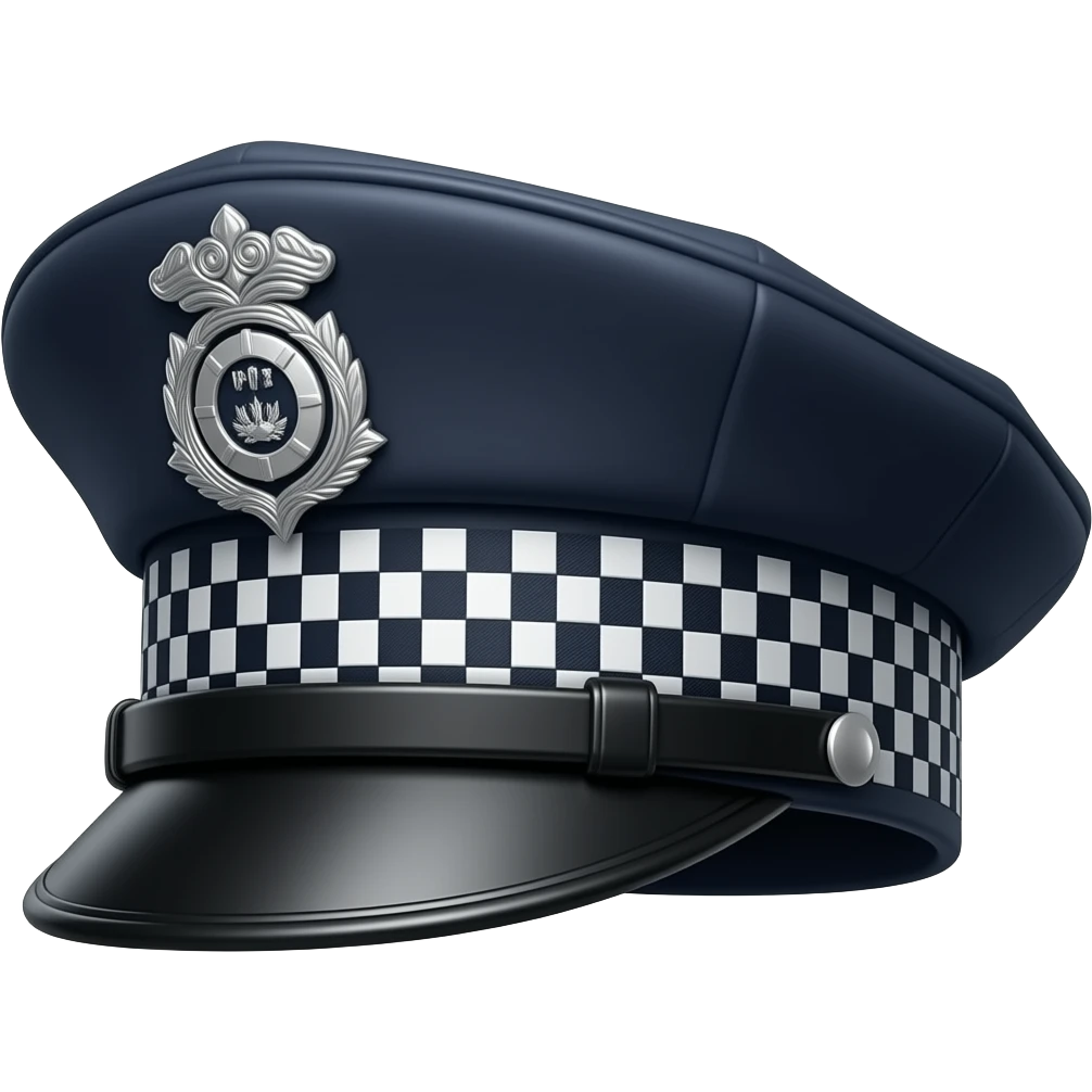 A black stylish flat military police style Brixton fashion hard-brimmed long-brimmed Greek cap newsboy’s cap, separated emoji