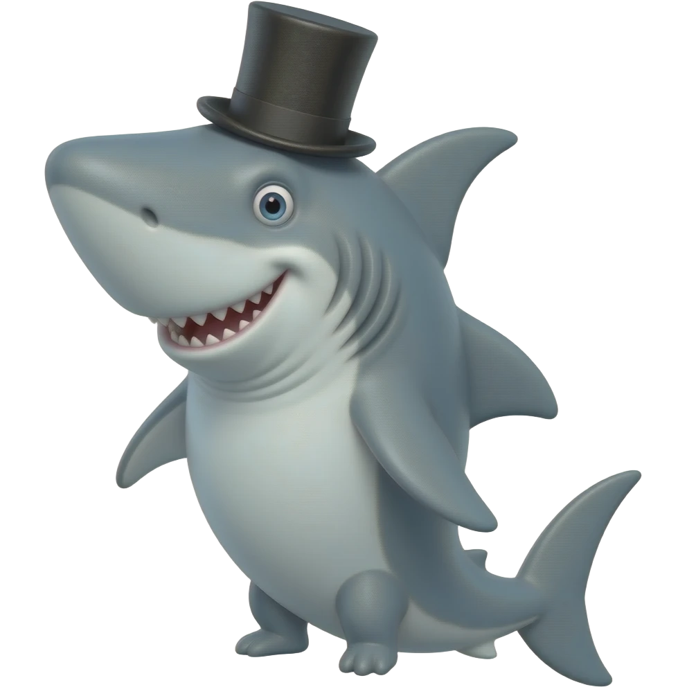 Shark with a top hat emoji