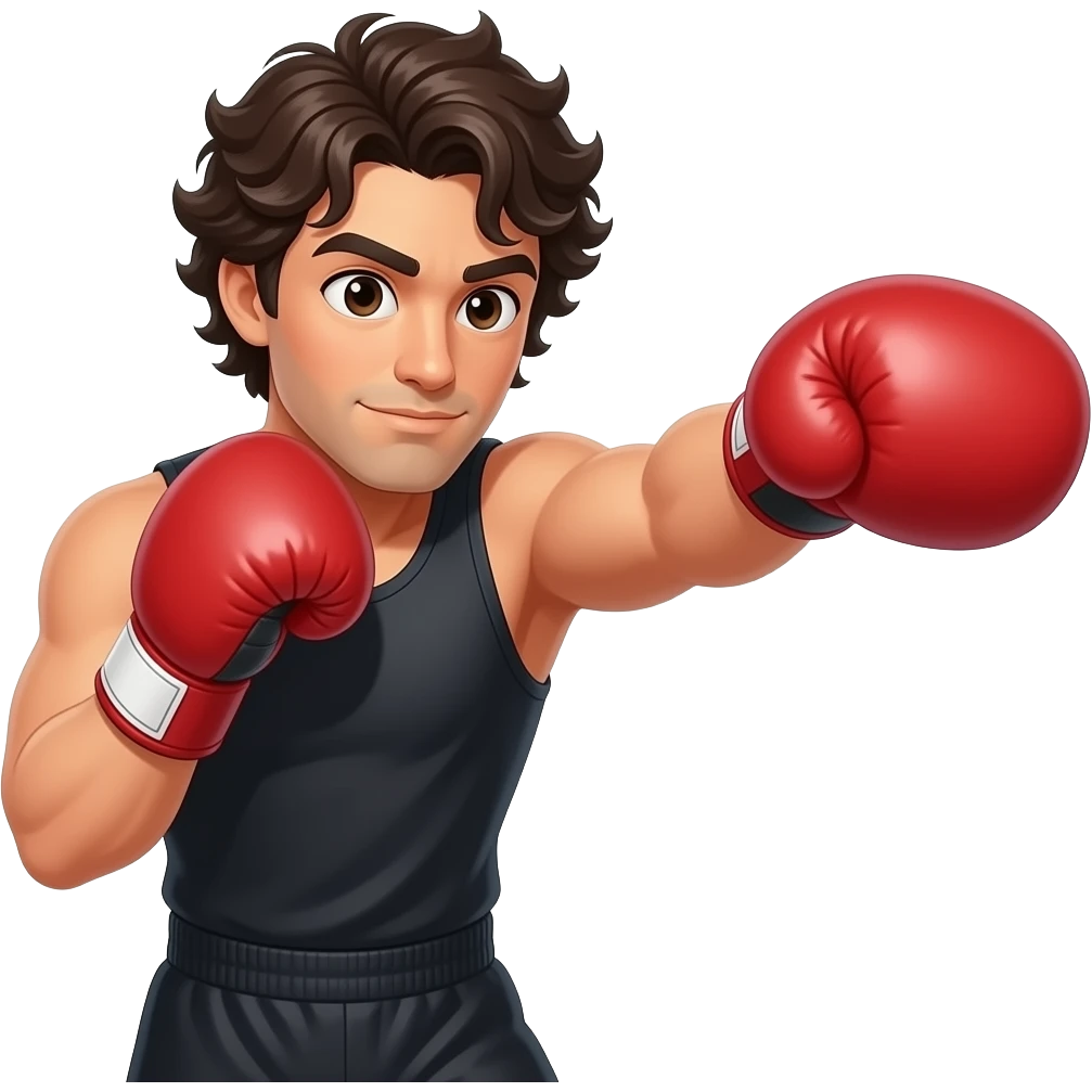 Adulto test morena pelo ondulado y con volumen entrenando boxeo emoji