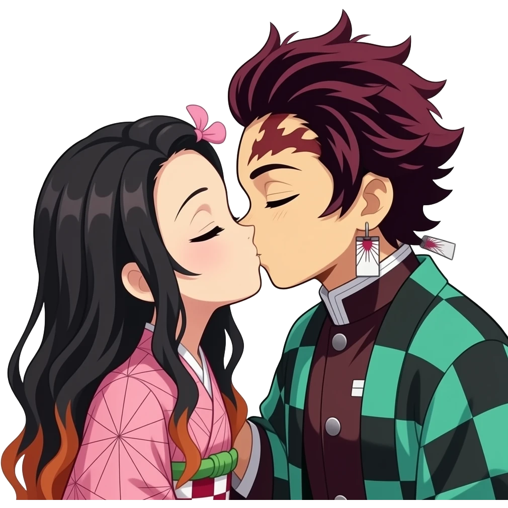 Zenitsu and nezuko kissing emoji