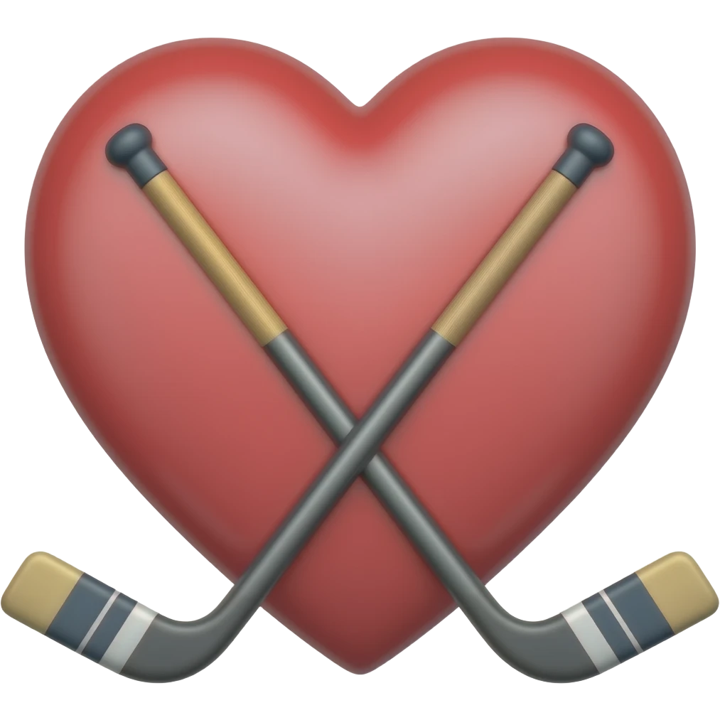 hockey sticks and love heart emoji
