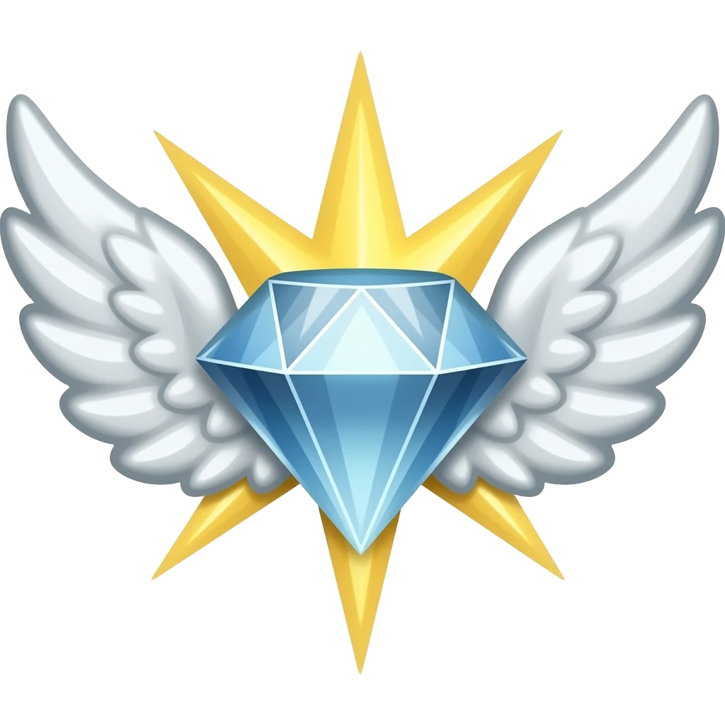 holy diamond emblem with white wings and diamond in the middle emoji