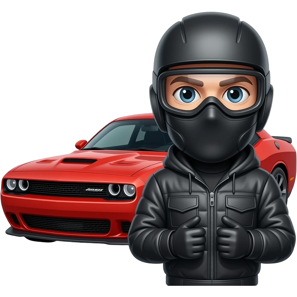 robber with ski mask and hellcat emoji