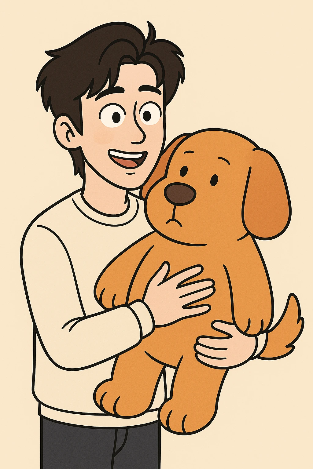  Zhang Zhenyuan holding orange giant dog plush  emoji