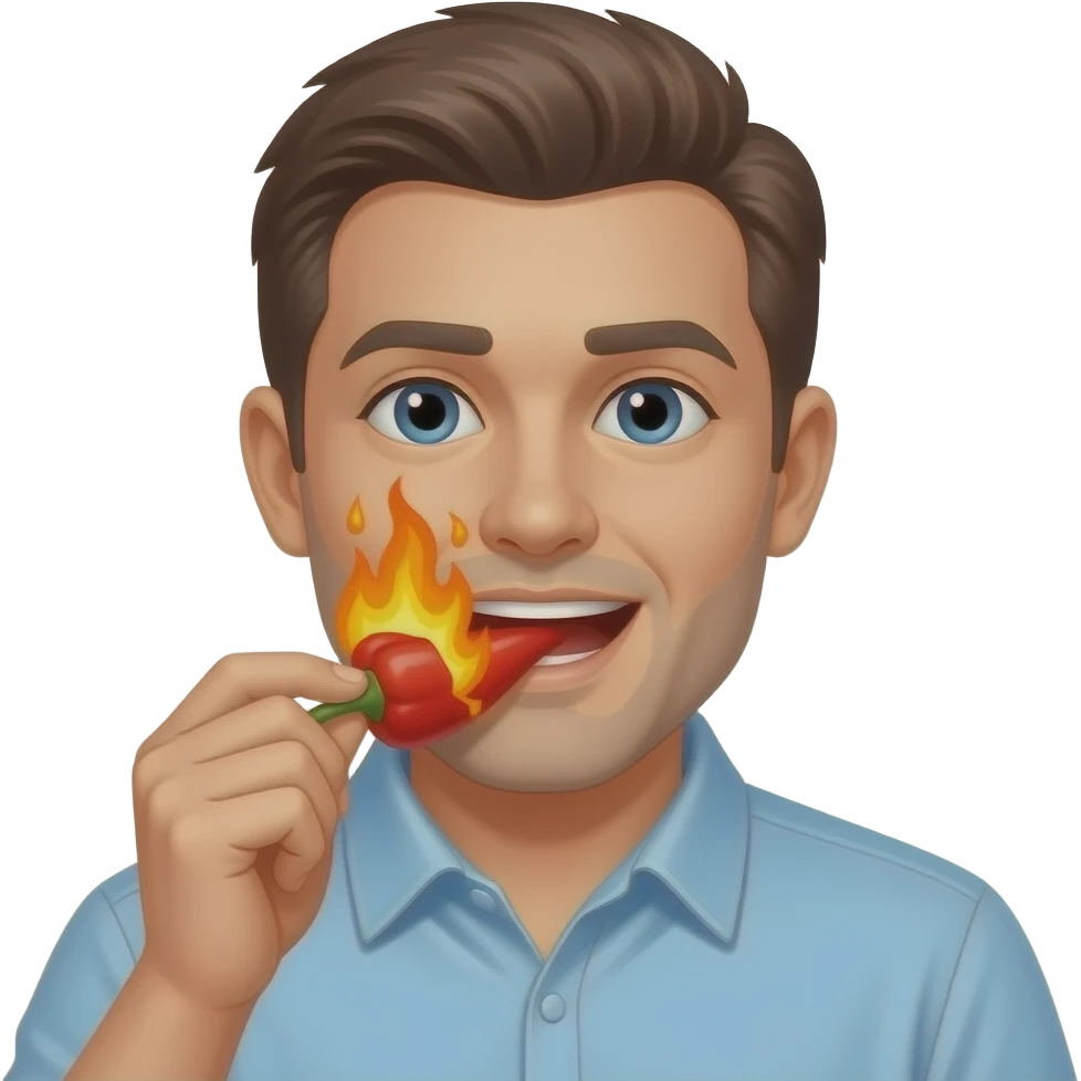 شخص يحترق من أكل الفلفل emoji