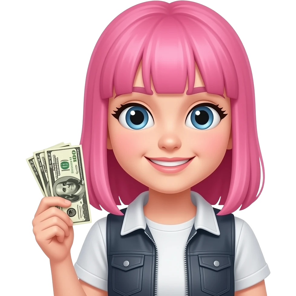 girl pink hair money emoji