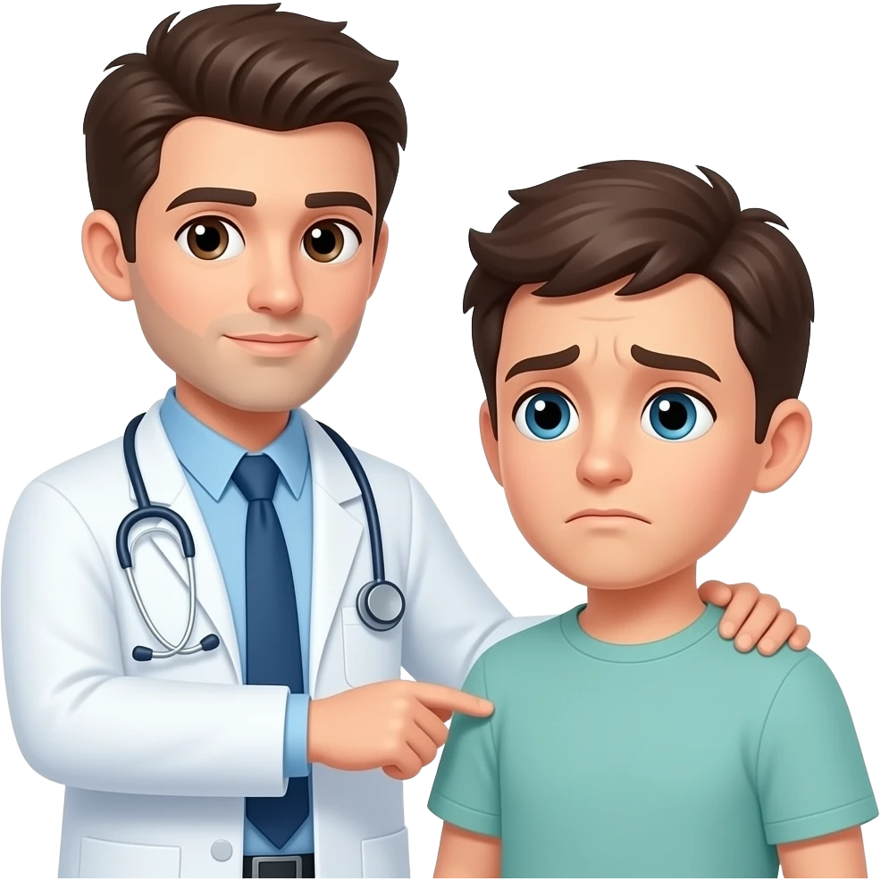 make an ai robot doctor in a lab coat helping a patient with the mental disorder emoji