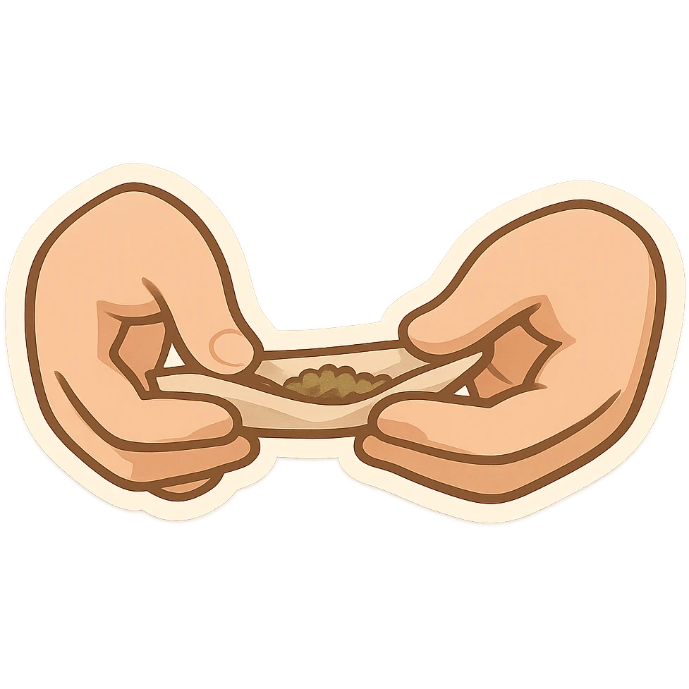 Two hands rolling a joint  emoji