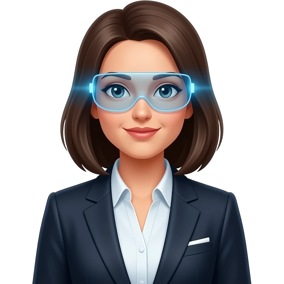 female executive with ai superpowers emoji
