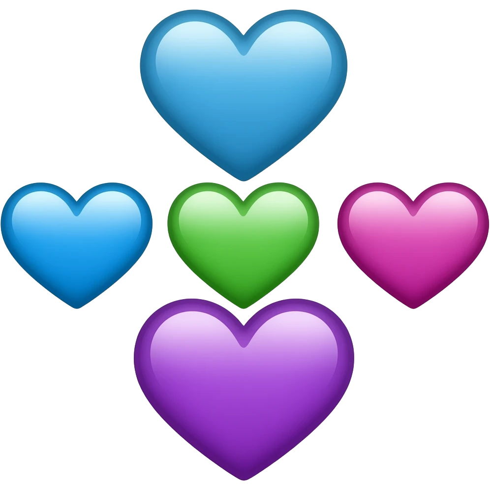 Blue heart green heart and purple heart that shows exactly the image emoji