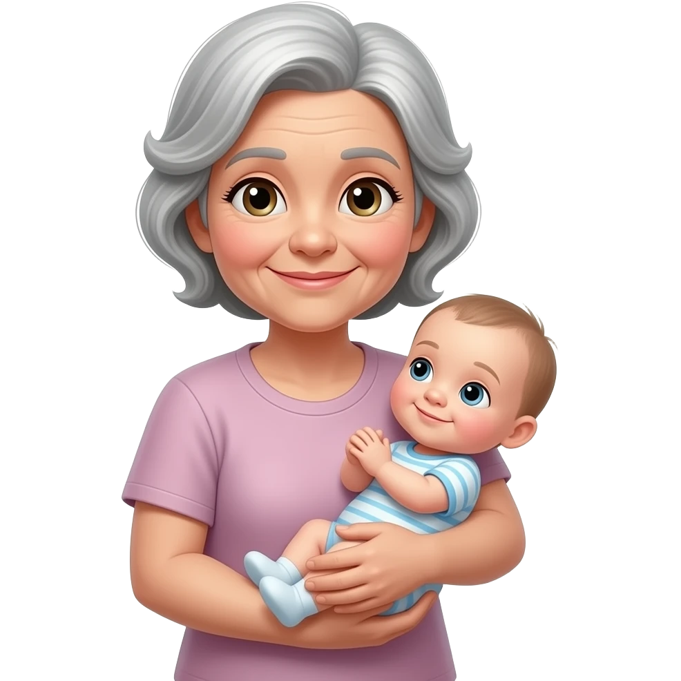 old grandmother holding a baby in her arms emoji