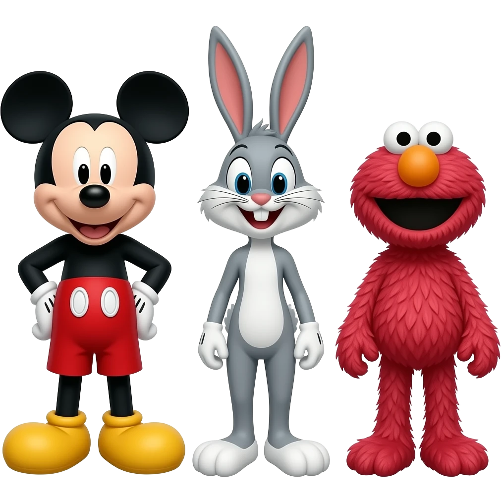 Mickey Mouse Full Body, Bugs Bunny Full Body, and Elmo Full Body emoji