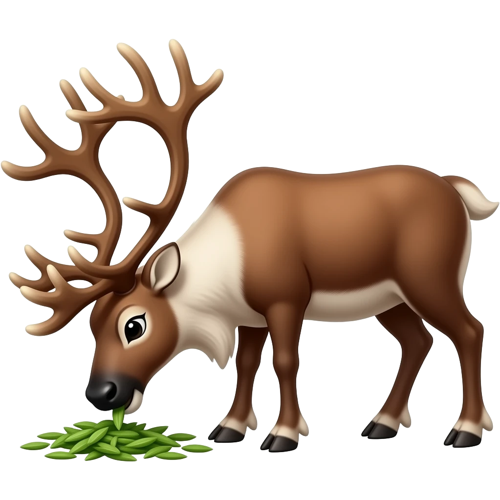 Cartoon reindeer eating emoji