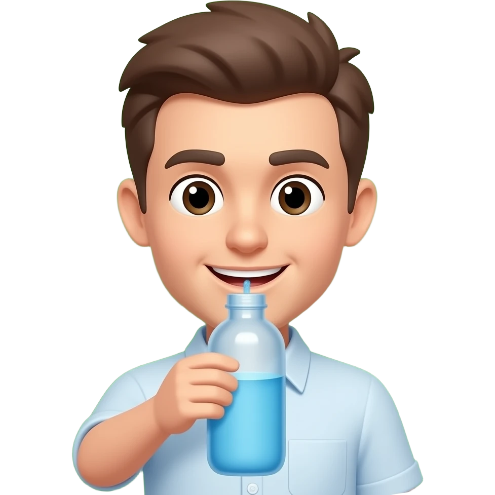 necesito que me hagas a una persona animada hidratandose, necesito que este icono gire en 360 grados con fondo verde emoji