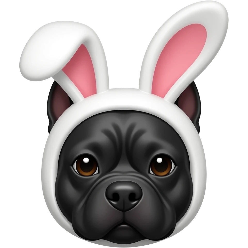 black staffie face with bunny ears emoji
