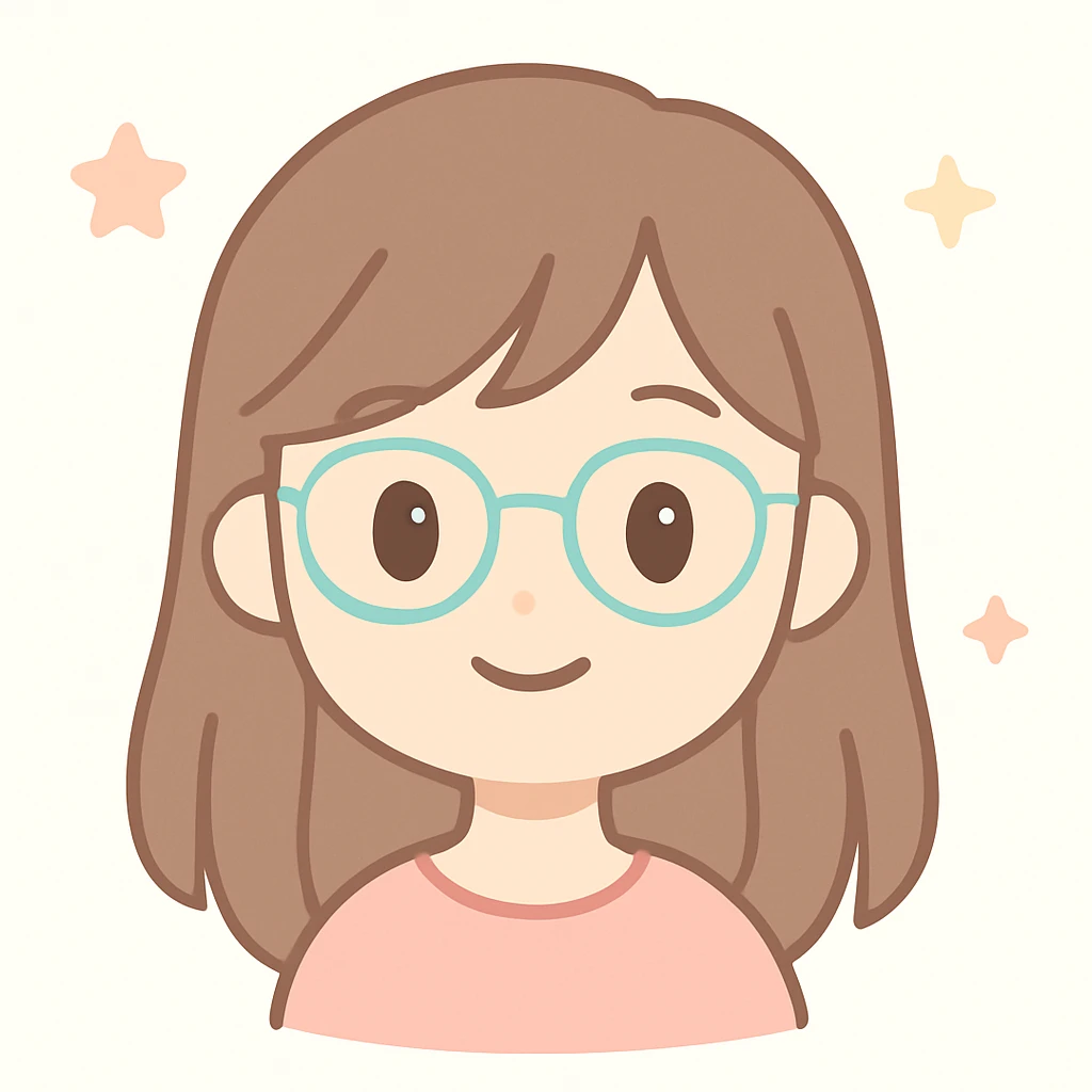 An Asian girl with thin glasses and long layered brown hair emoji