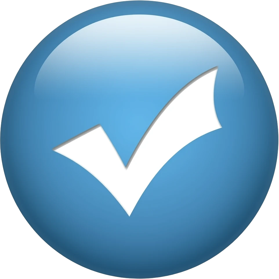 Bir çember olsun içi mavi olsun üstünde ise beyaz renkte tik olsun emoji