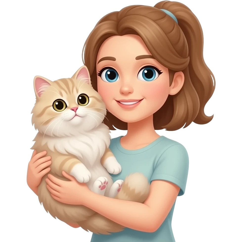 woman holding Persian Cat emoji