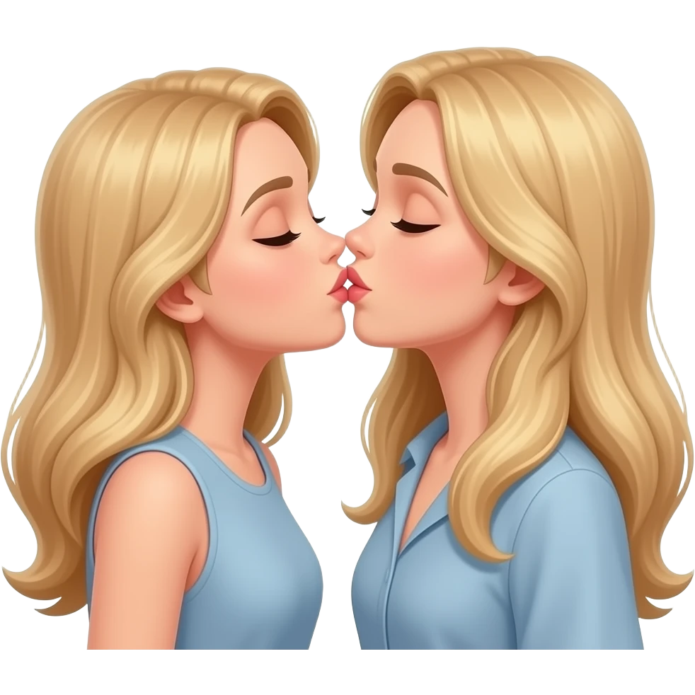 Frau, blonde lange Haare küsst emoji