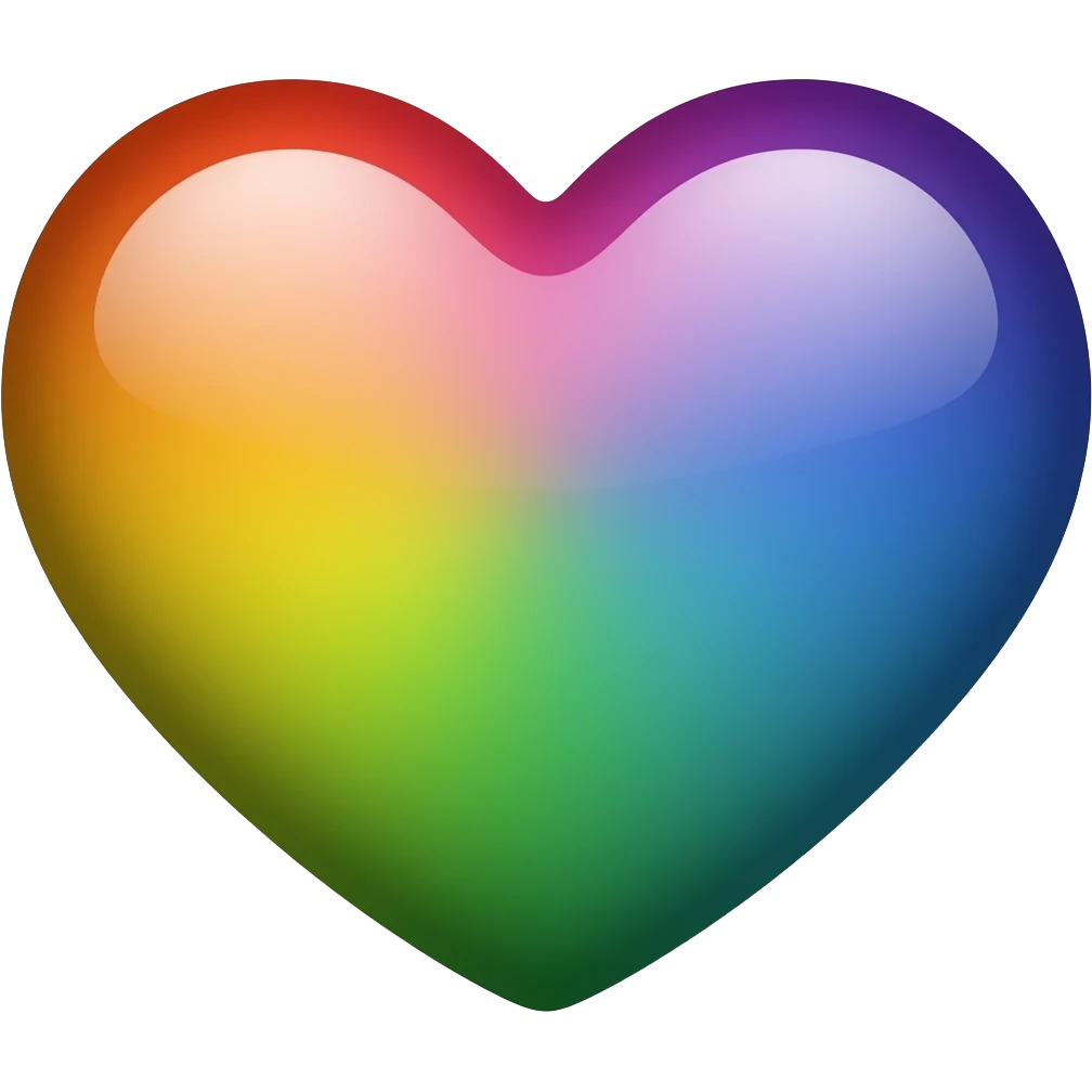 Progress heart red, orange, yellow, green, blue, violet, white, pink, light blue, brown, black emoji