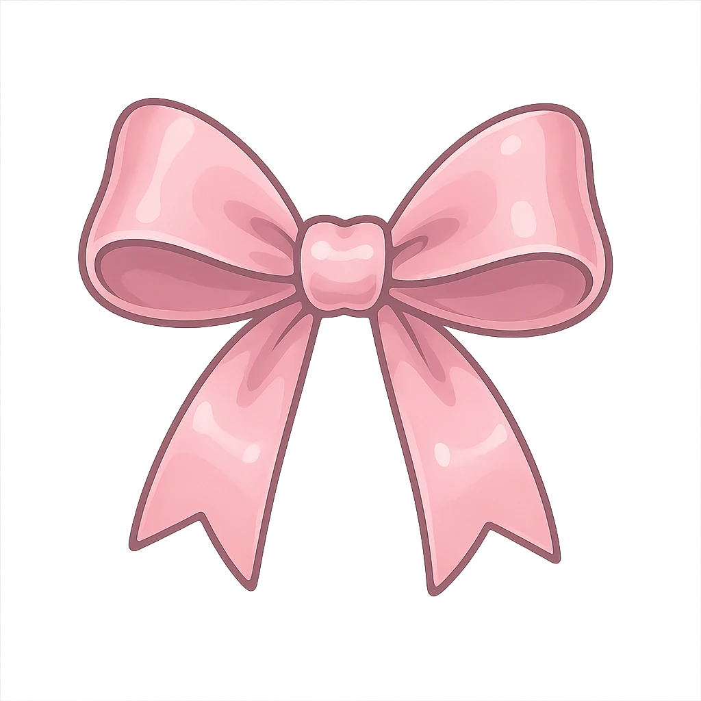 classic pink ribbon bow, cute and glossy emoji