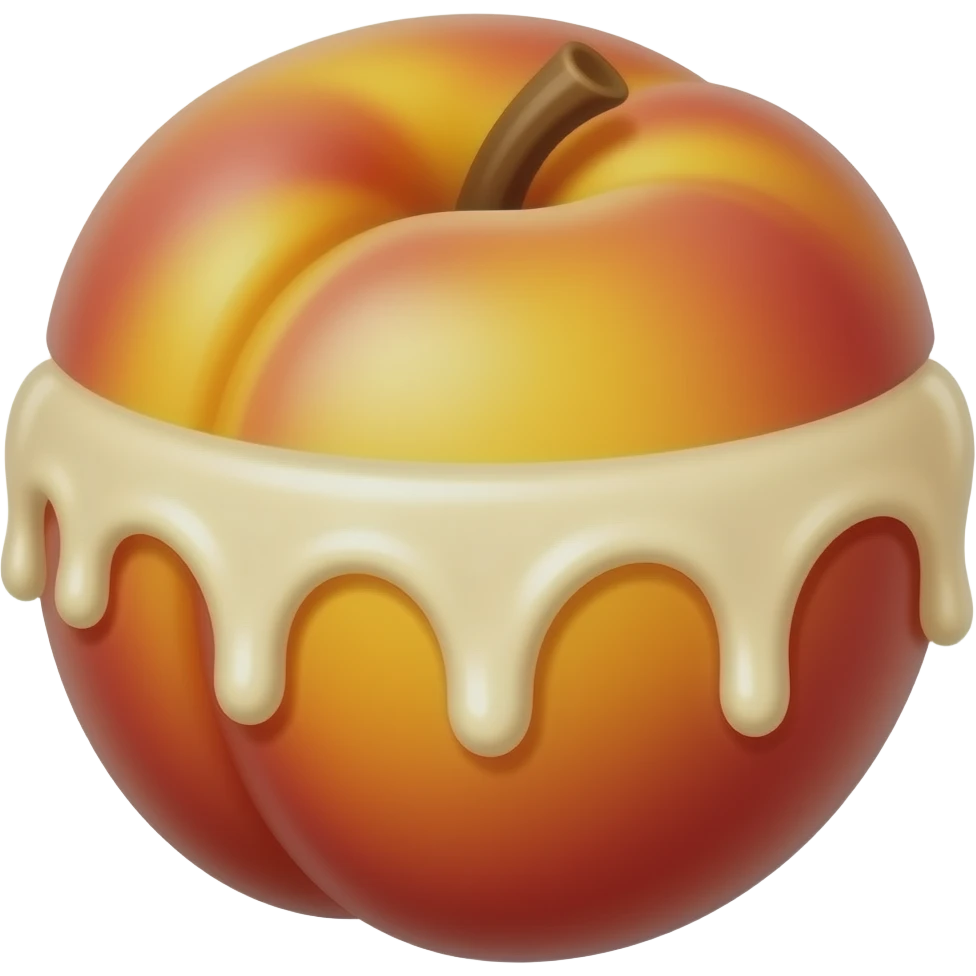 Whole Peach with cream dripping over the middle emoji