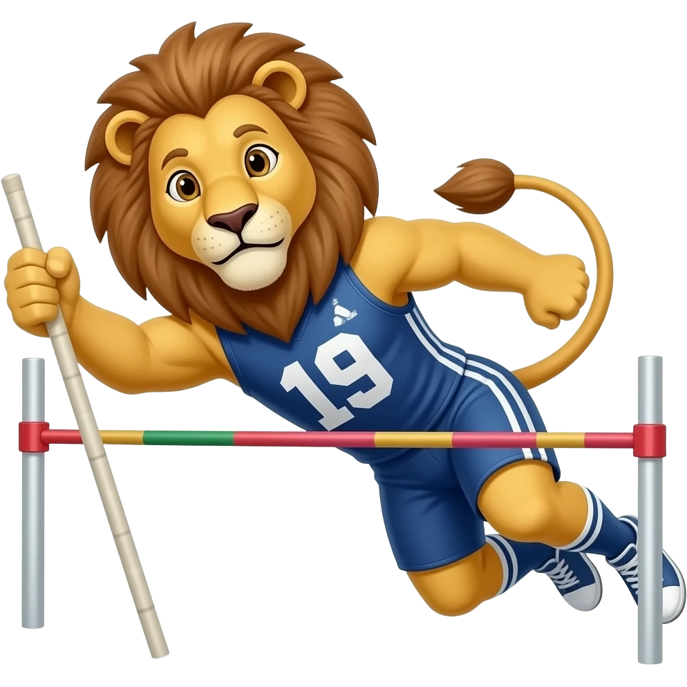 lion Pole Vaulting with jersey emoji