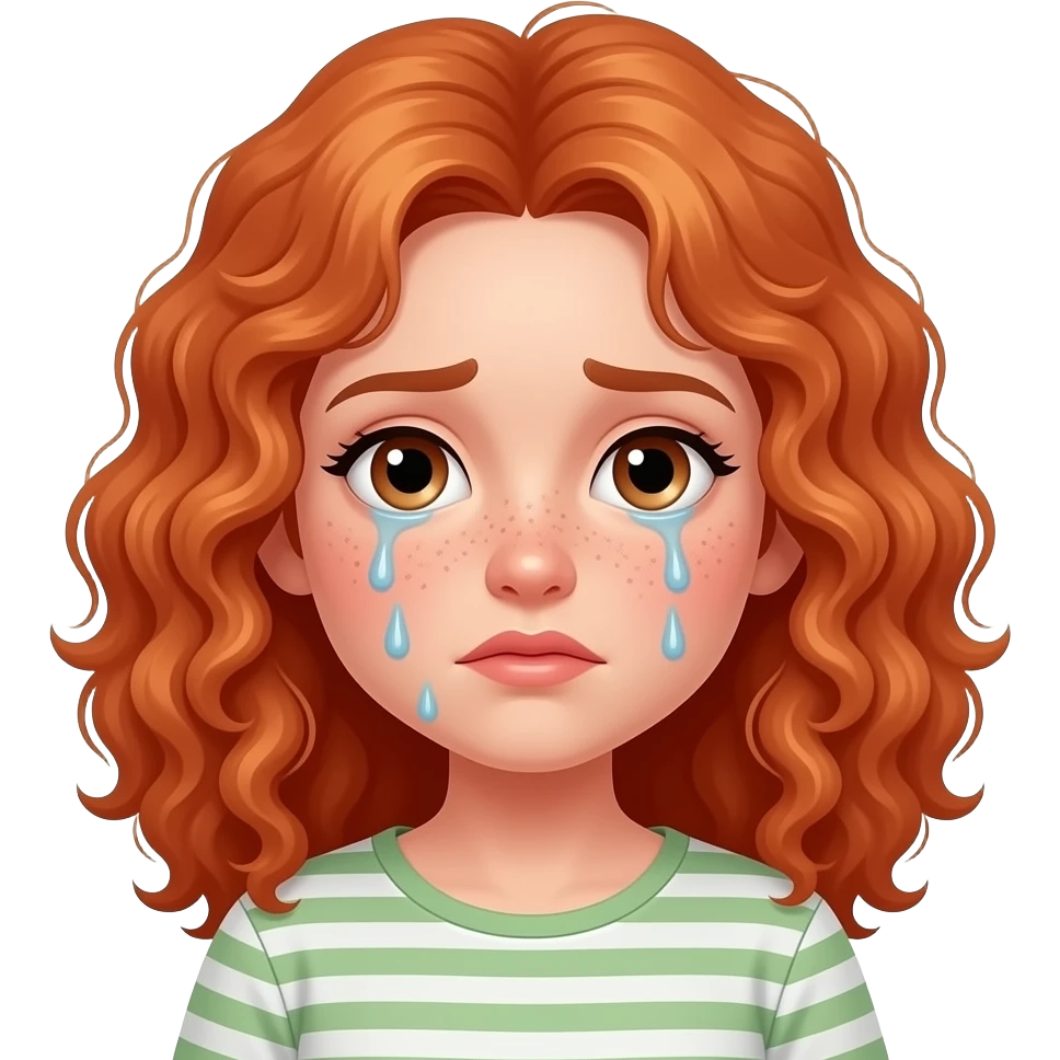 Fille rousse bouclés tâches de rousseur malade emoji