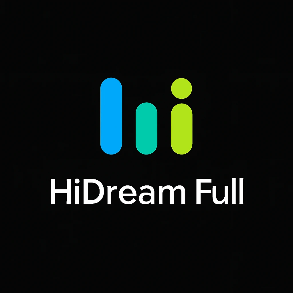create high dream logo like this with text "HIDream Full", black background  emoji