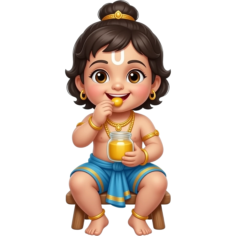 Cute baby little krishna eating his favorite ghee emoji