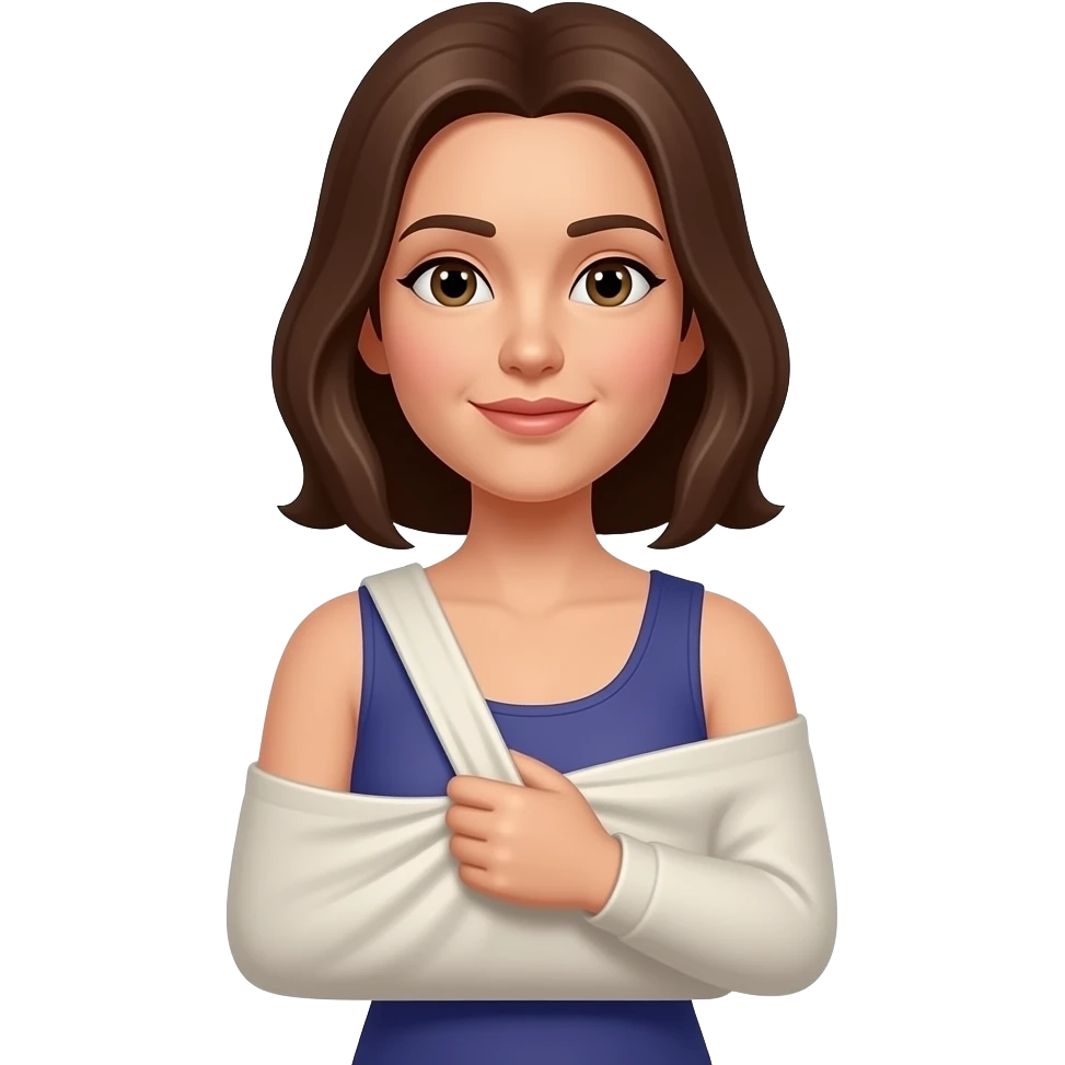 Woman wearing sling on right arm emoji