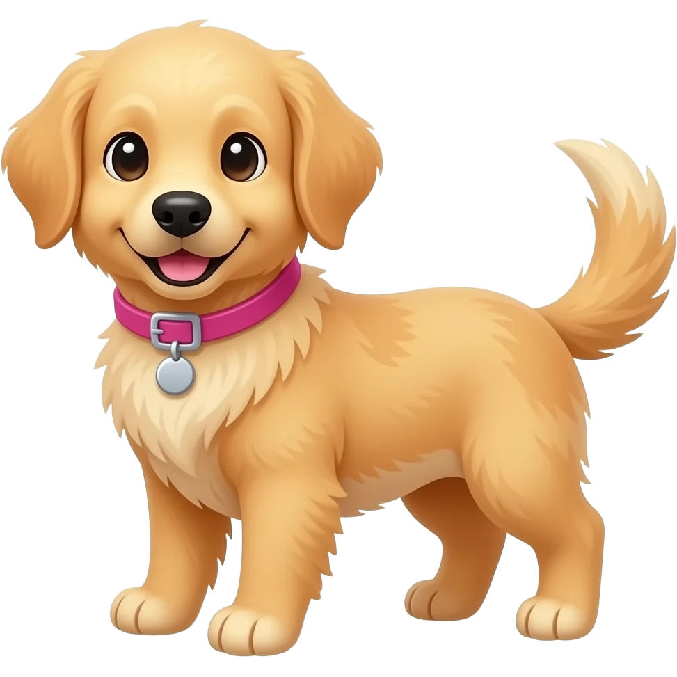 Create a golden retriever with a pink collar and a puppy emoji
