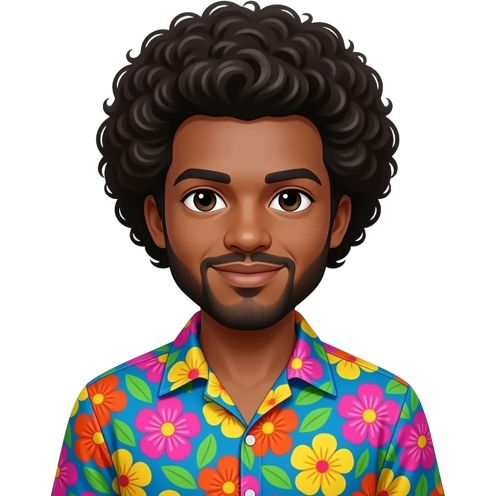 80's man with flowered shirt and afro emoji
