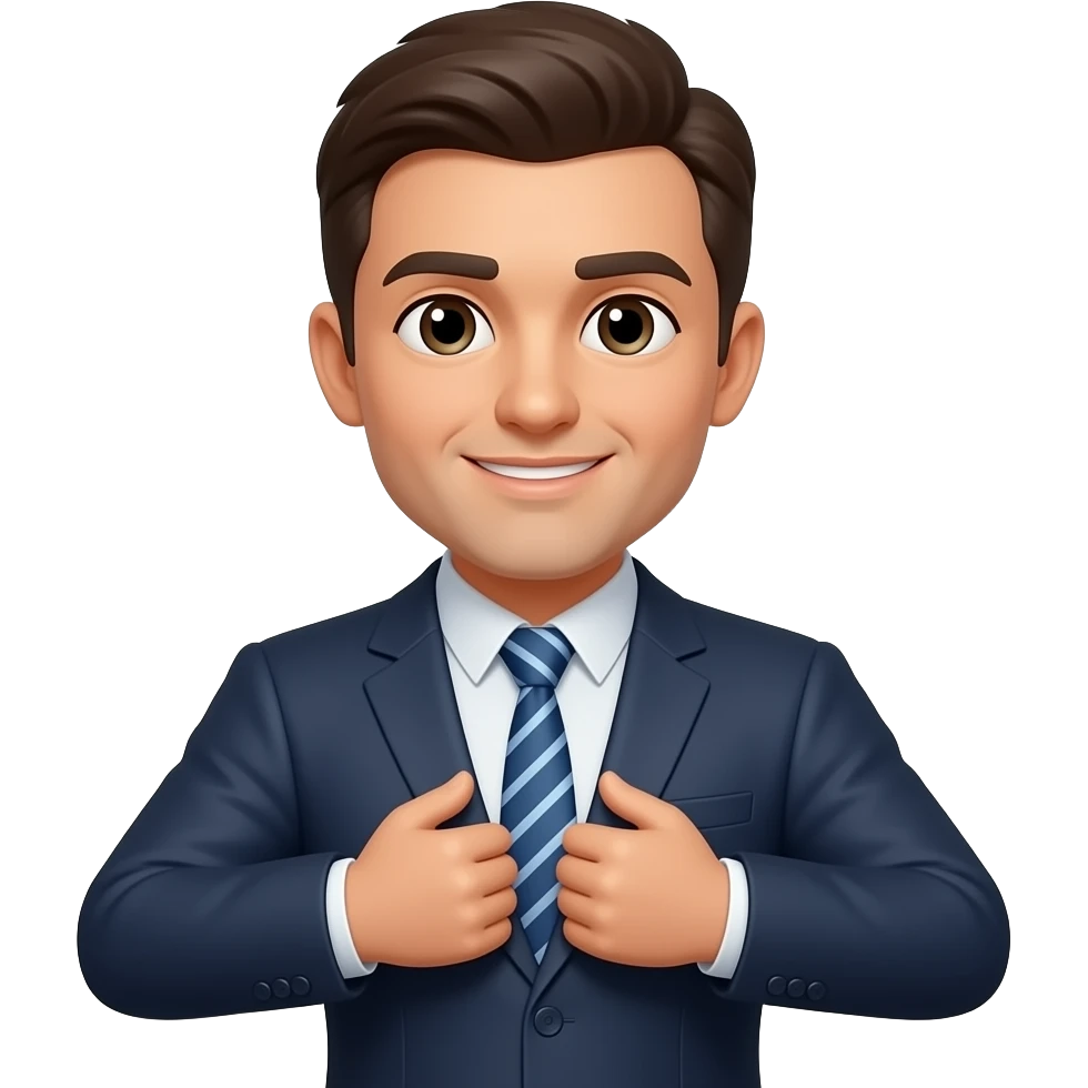 Человек в костюме пожимает плечами emoji