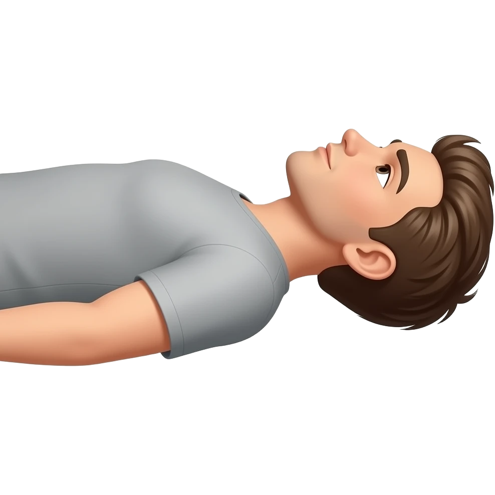 one knee up 45 degree in the knee. the other knee is flat on ground lying on back. from side emoji