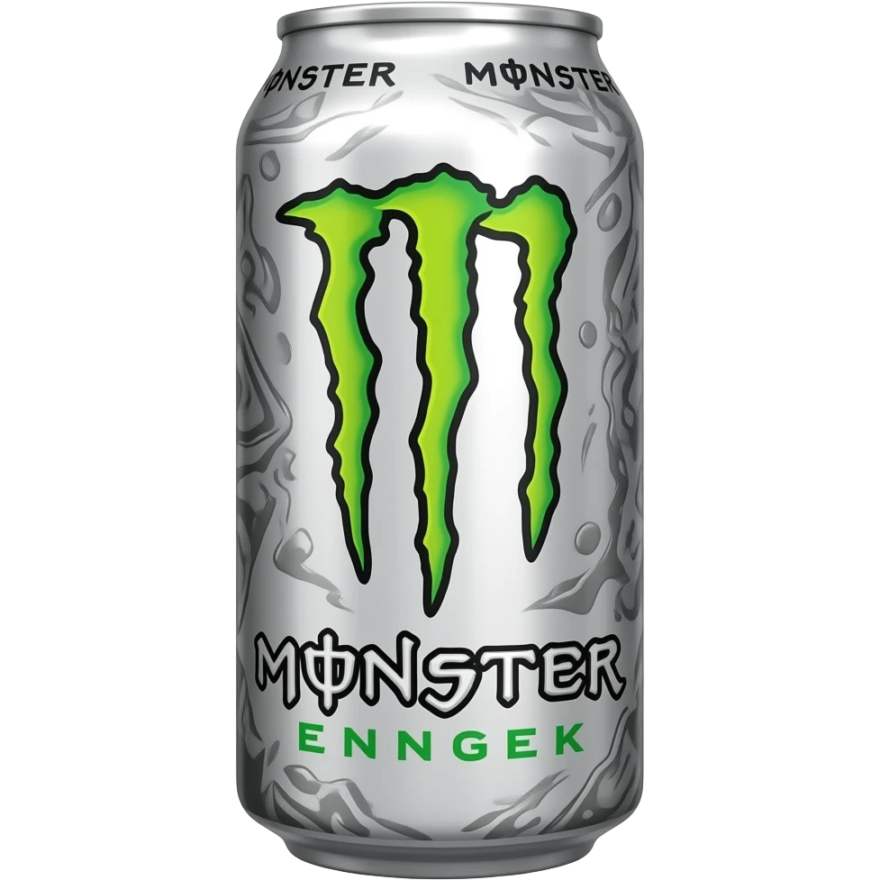 Energy drink white monster metal bottle emoji