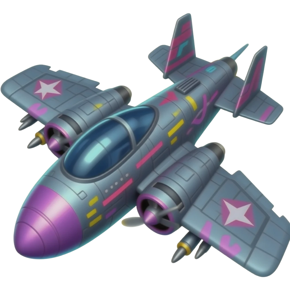 Make a sleek and tough and fully goofy ah fighter jet emoji