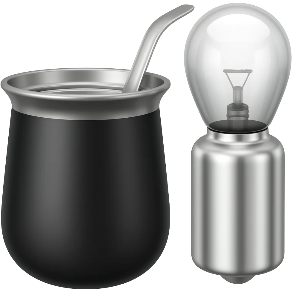 mate argentino cuadradp de acero color total negro con bombilla plateada emoji