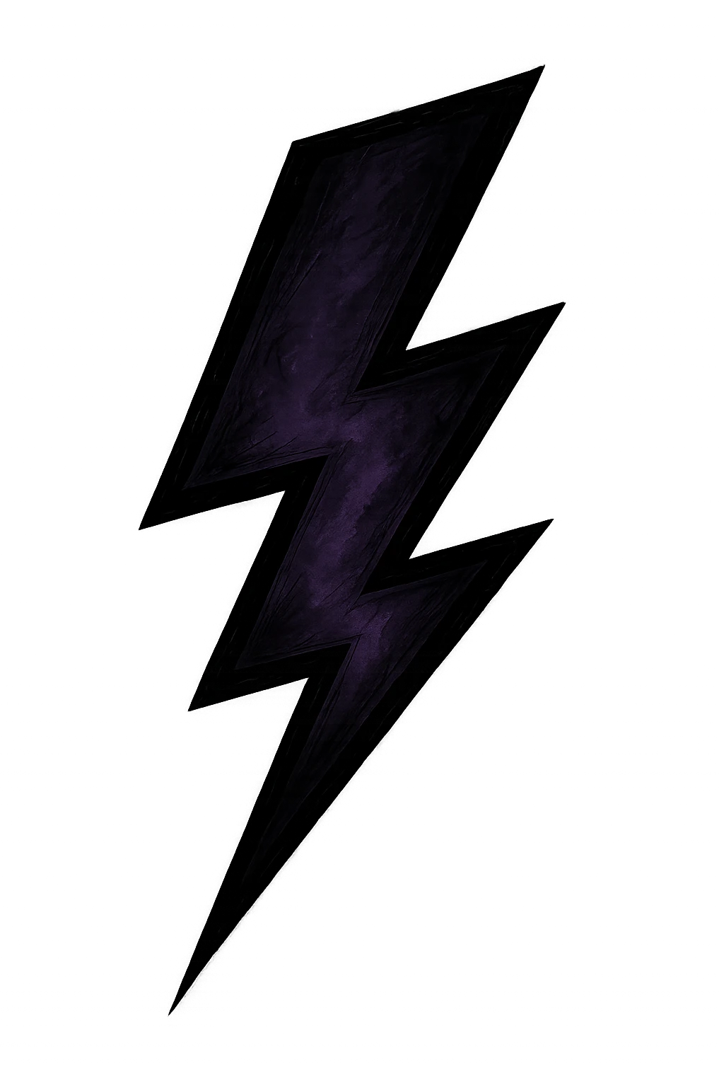 emo-style lightning bolt, black and purple, moody, no background emoji